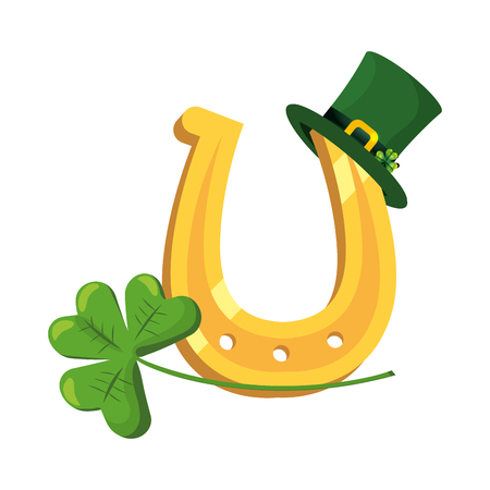 leprechaun horseshoe gold clover vector illustrationのイラスト素材
