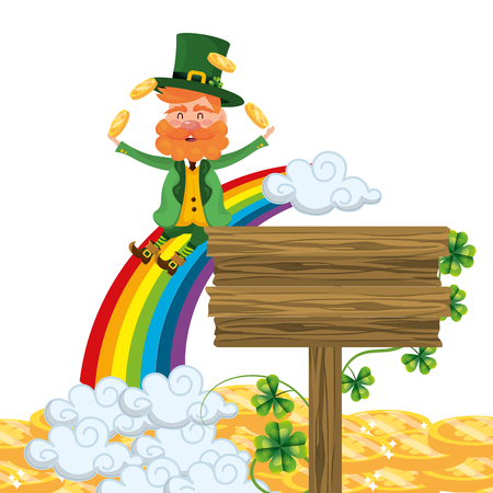 rainbow leprechaun sliding juggle vector illustrationのイラスト素材