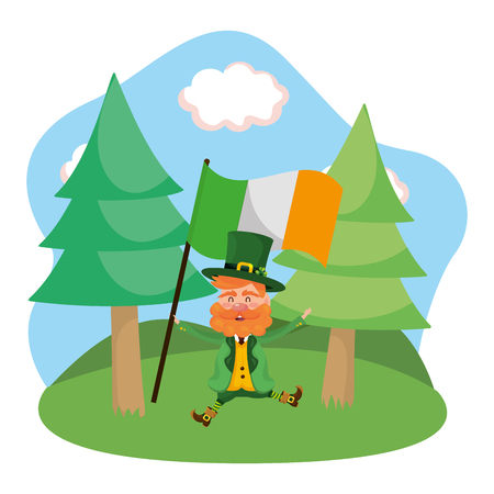leprechaun dwarf man hat outdoors vector illustrationのイラスト素材