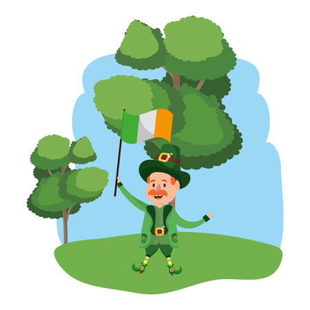 leprechaun dwarf man hat outdoors vector illustrationのイラスト素材