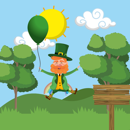 leprechaun beard hat globe outdoors vector illustrationのイラスト素材