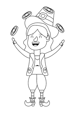 st patricks day elf woman cartoon vector illustration graphic designのイラスト素材