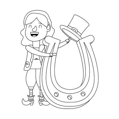 st patricks day elf woman cartoon vector illustration graphic designのイラスト素材