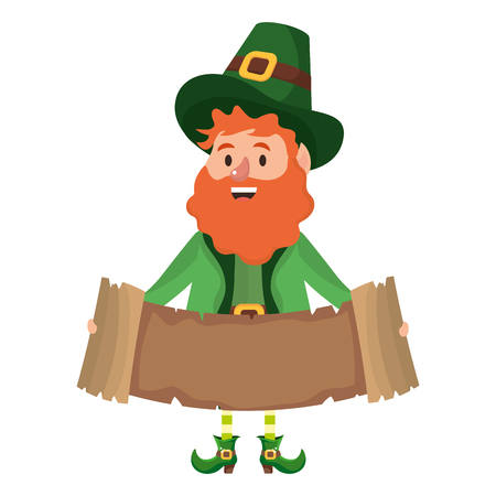 st patricks day leprechaun holding parchment banner cartoon vector illustration graphic designのイラスト素材