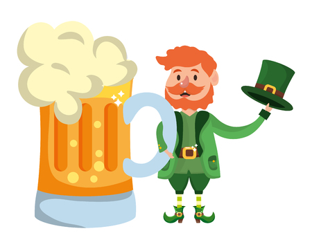 st patricks day leprechaun with beer glass cartoon vector illustration graphic designのイラスト素材