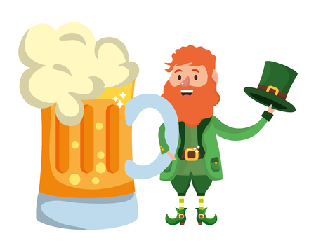 st patricks day leprechaun with beer glass cartoon vector illustration graphic designのイラスト素材