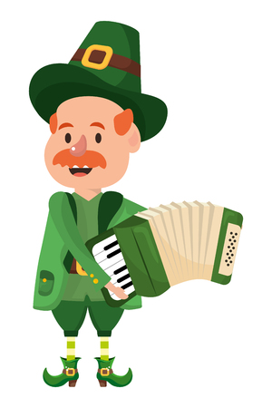 st patricks day leprechaun with accordion cartoon vector illustration graphic designのイラスト素材