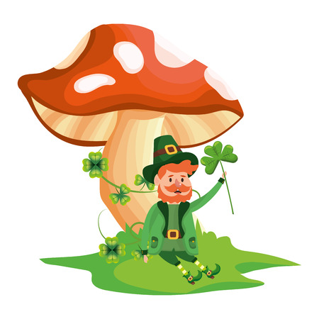 st patricks day leprechaun with mushroom cartoon vector illustration graphic designのイラスト素材