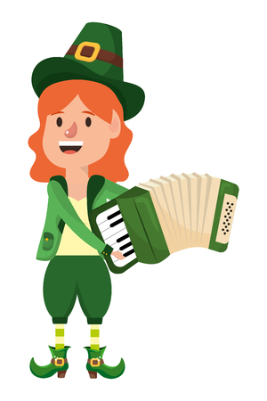 st patricks day elf with accordion cartoon vector illustration graphic designのイラスト素材