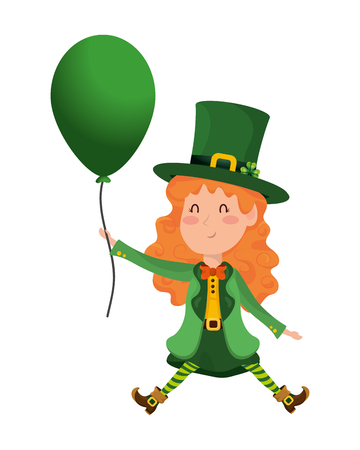 st patricks day elf with balloon cartoon vector illustration graphic designのイラスト素材