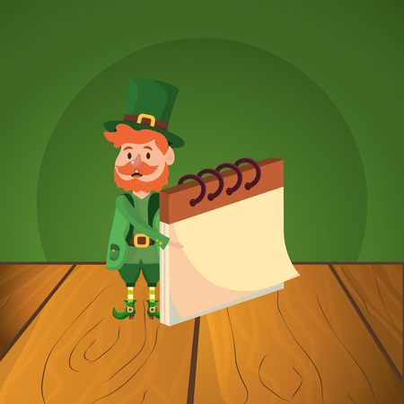 st patricks day leprechaun over wooden table cartoon vector illustration graphic designのイラスト素材