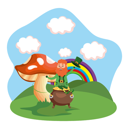 st patricks day leprechaun at nature park cartoon vector illustration graphic designのイラスト素材