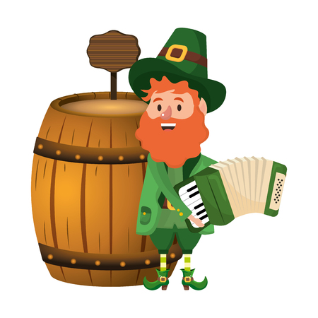 st patricks day leprechaun with barrel and accordion cartoon vector illustration graphic designのイラスト素材