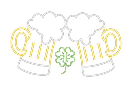 st patricks day beer glass toast cartoon vector illustration graphic designのイラスト素材