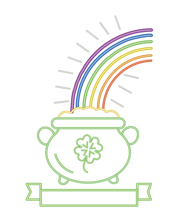 st patricks day gold coin pot cartoon vector illustration graphic designのイラスト素材