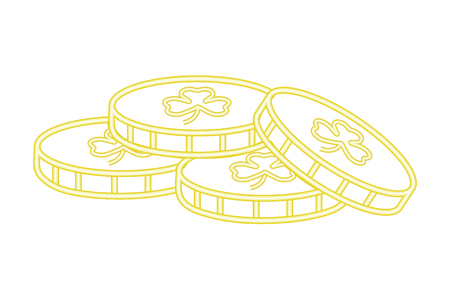 st patricks day gold coins cartoon vector illustration graphic designのイラスト素材
