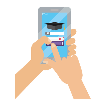 online education smartphone cartoon vector illustration graphic designのイラスト素材