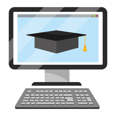 online education computer cartoon vector illustration graphic designのイラスト素材