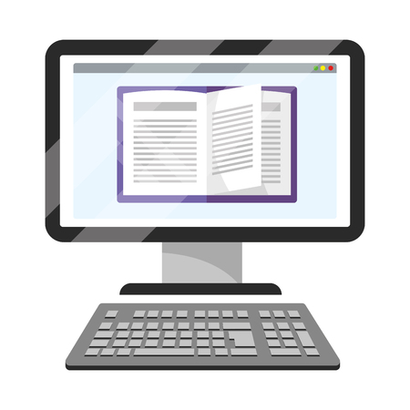 online education computer cartoon vector illustration graphic designのイラスト素材