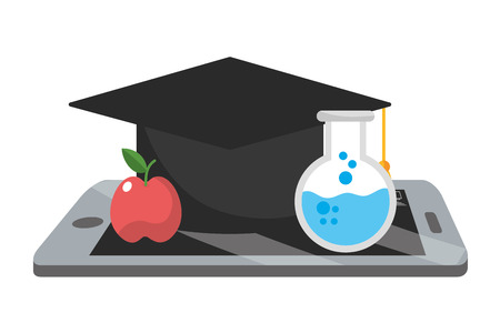 online education smartphone cartoon vector illustration graphic designのイラスト素材