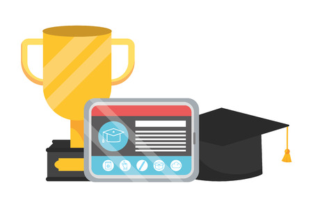 online education tablet cartoon vector illustration graphic designのイラスト素材
