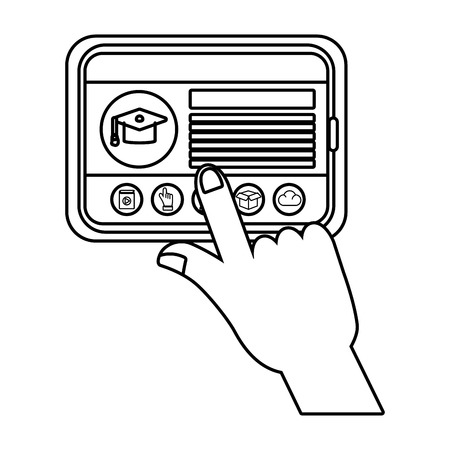 online education tablet cartoon vector illustration graphic designのイラスト素材