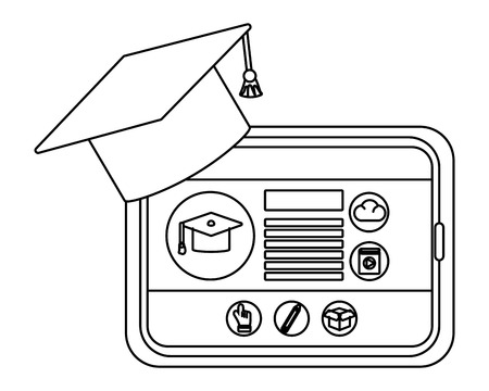 online education tablet cartoon vector illustration graphic designのイラスト素材