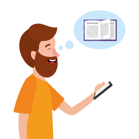 online education young man studying cartoon vector illustration graphic designのイラスト素材