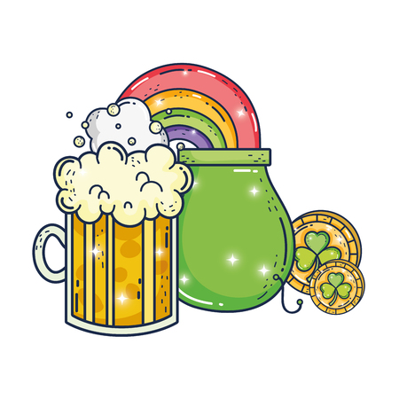 jar beer and treasure cauldron saint patrick day vector illustration designのイラスト素材
