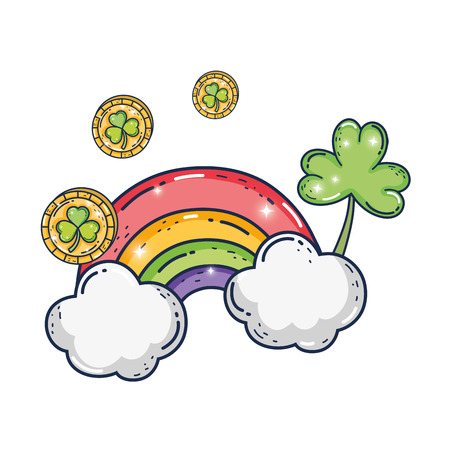 clovers leafs with rainbow saint patrick celebration vector illustration designのイラスト素材