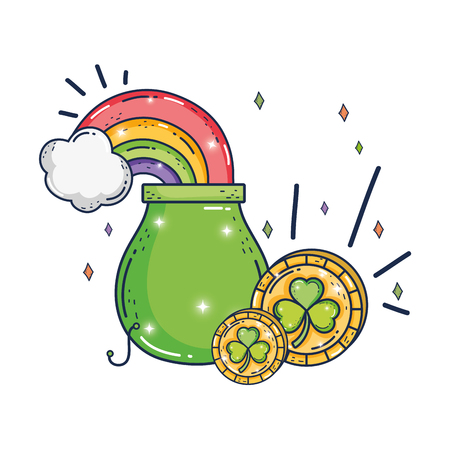 treasure cauldron with rainbow saint patrick day vector illustration designのイラスト素材