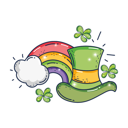 cute leprechaun hat and rainbow vector illustration designのイラスト素材