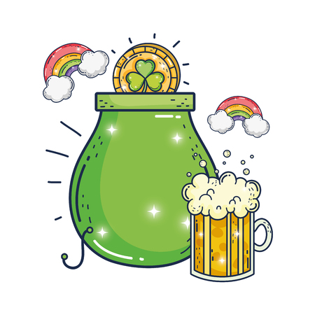treasure cauldron with beer saint patrick day vector illustration designのイラスト素材