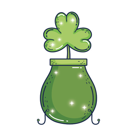 treasure cauldron with clovers leafs saint patrick dayのイラスト素材