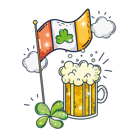 jar beer and ireland flag saint patrick day vector illustration designのイラスト素材