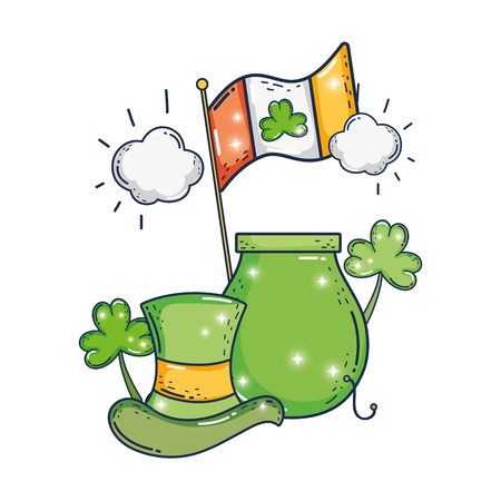 cute leprechaun hat with cauldron vector illustration designのイラスト素材