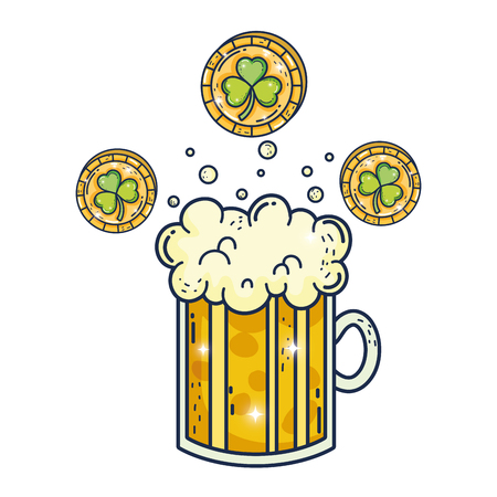 jar beer and clovers coins saint patrick day vector illustration designのイラスト素材