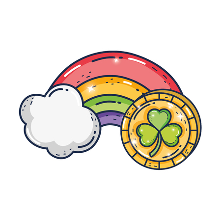 clover coin with rainbow saint patrick day vector illustration designのイラスト素材
