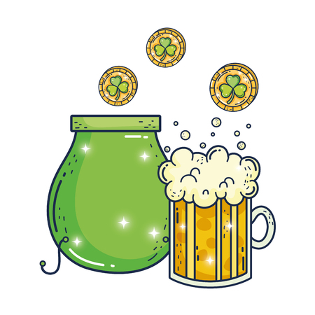 jar beer and treasure cauldron saint patrick day vector illustration designのイラスト素材