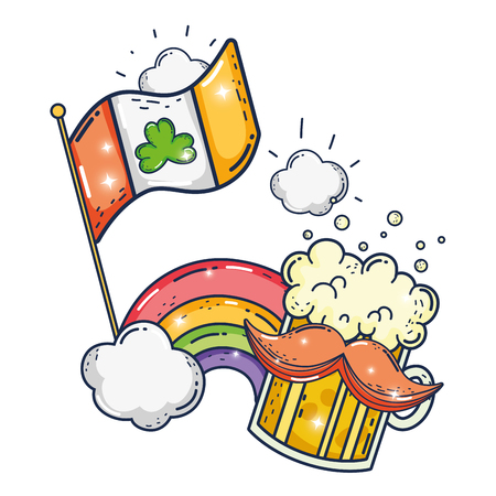 jar beer and rainbow saint patrick day vector illustration designのイラスト素材