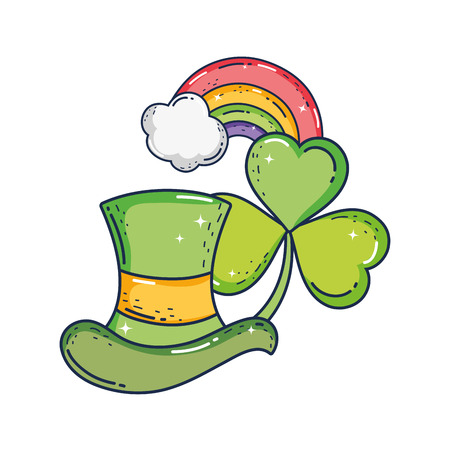 cute leprechaun hat with clovers vector illustration designのイラスト素材