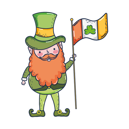 st patricks day leprechaun with ireland flag vector illustration designのイラスト素材