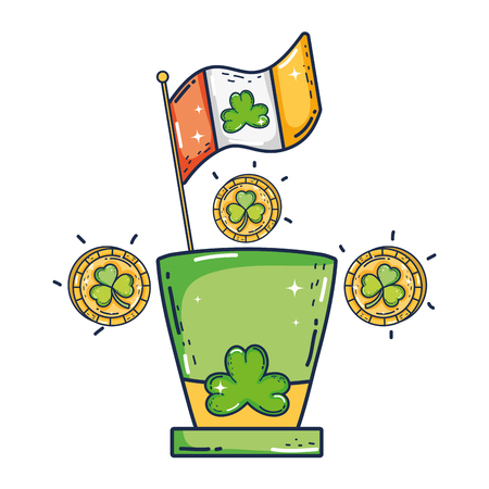 cute leprechaun hat with ireland flag vector illustration designのイラスト素材