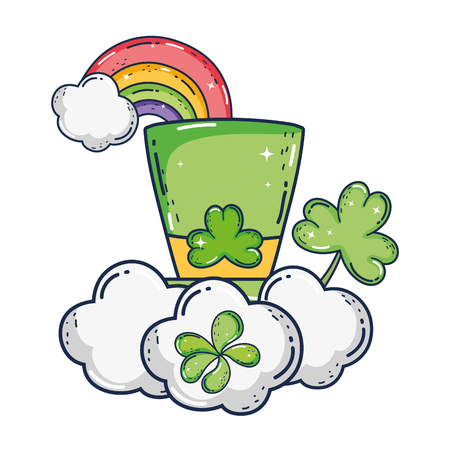 cute leprechaun hat with clovers vector illustration designのイラスト素材