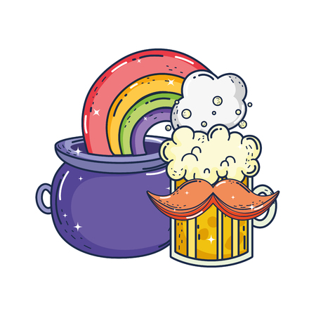 jar beer and rainbow saint patrick day vector illustration designのイラスト素材