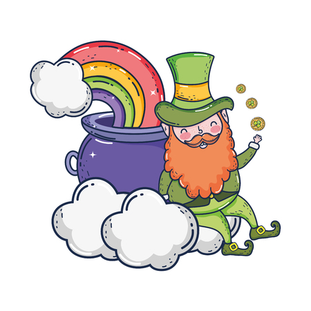 st patricks day leprechaun with treasure cauldron vector illustration designのイラスト素材