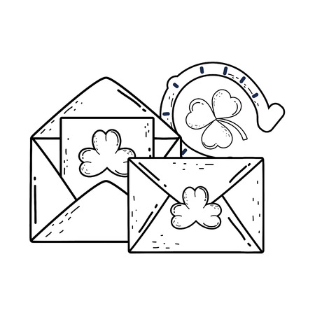 envelope with clover and horseshoe st patrick invitation vector illustrationのイラスト素材