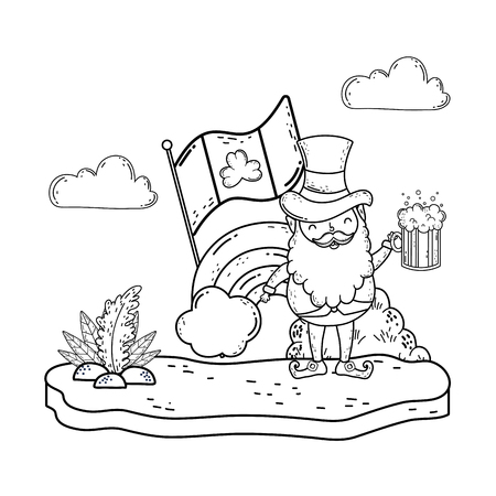 st patricks day leprechaun with ireland flag vector illustration designのイラスト素材