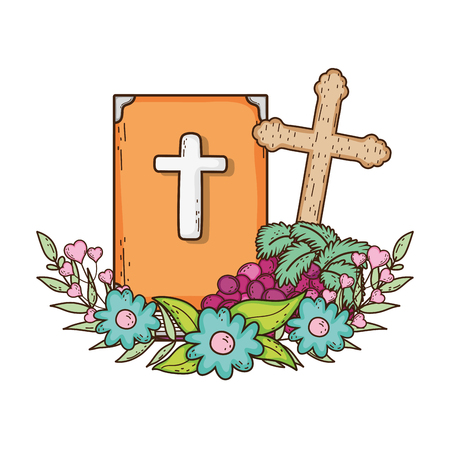 holy bible book with grapes fruitsのイラスト素材
