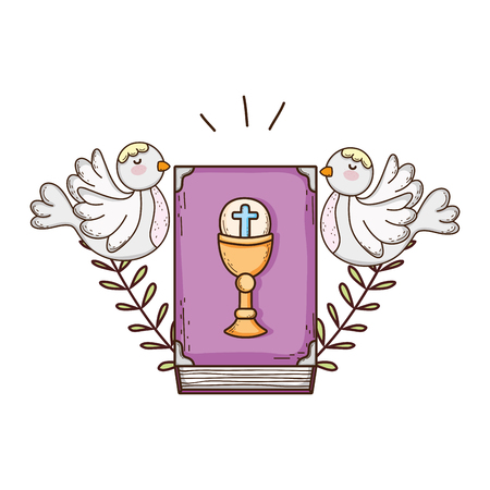 holy bible book with doves birdsのイラスト素材